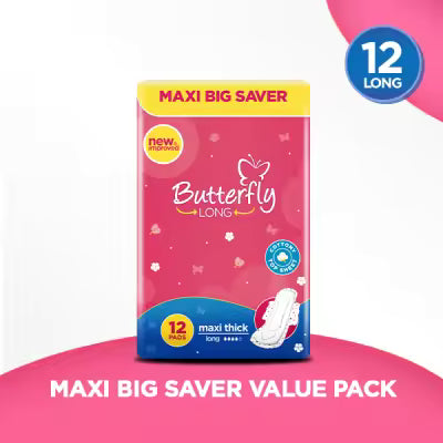 Butterfly Extra Long Maxi Big Saver Sanitary Pads 12 Pcs